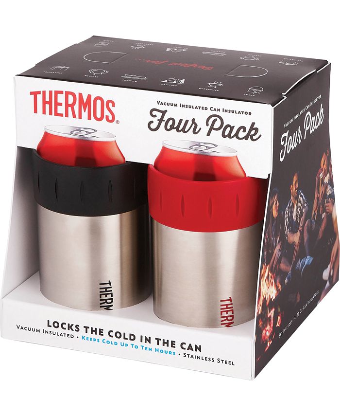 Thermos 12-Ounce Stainless Steel Beverage Can Insulators, 4 Pack - Macy's