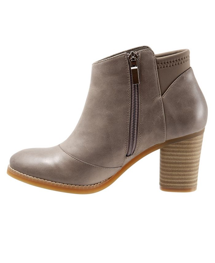 SoftWalk Women's Kora Ankle Bootie - Stretch Slip-On Boot With Cushioned Footbed & Block Heel