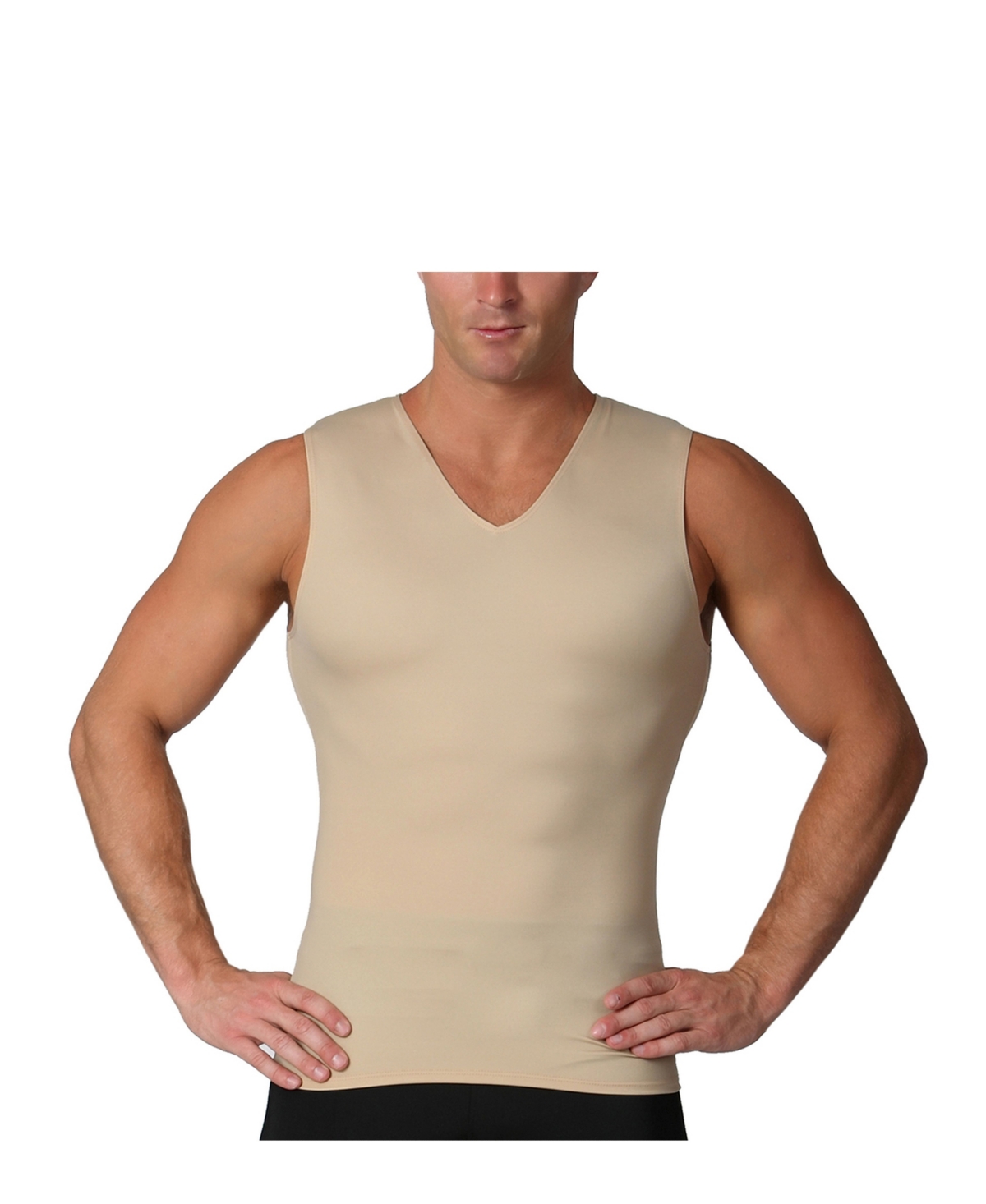 Insta Slim Men's Compression Sleeveless V-Neck T-Shirt - White