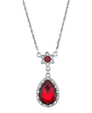 image of Downton Abbey Crystal Flower Teardrop Pendant Necklace