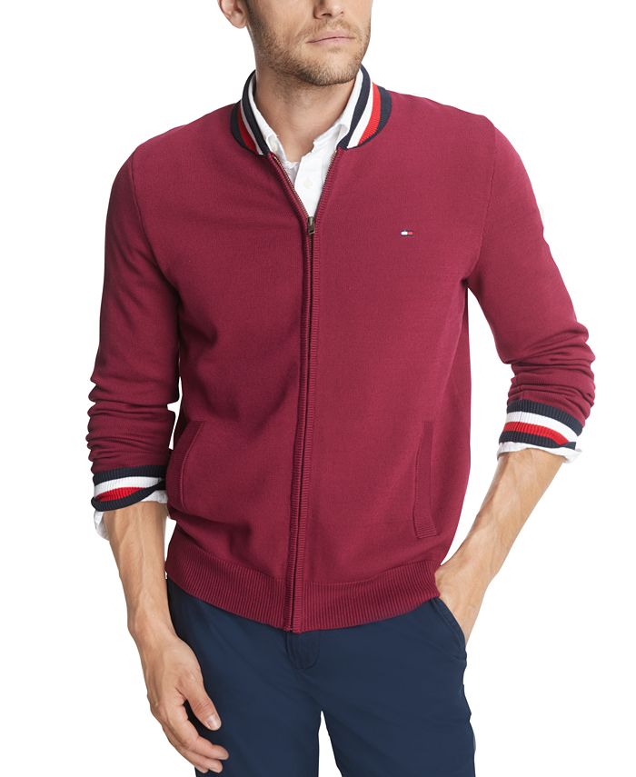 Brawl hvordan man bruger Skeptisk Tommy Hilfiger Men's Basic Color Tipped Full-Zip Sweater - Macy's