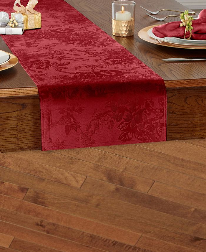 Elrene Elrene Poinsettia Jacquard Holiday Table Runner & Reviews