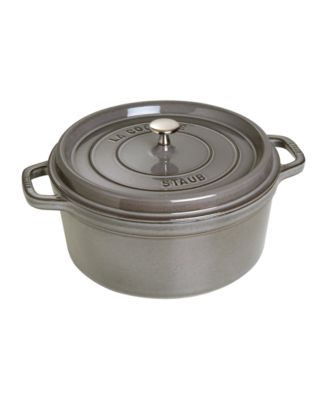 Staub Cast Iron 4 qt Round Cooking Cocotte Dutch Oven, Matte Black