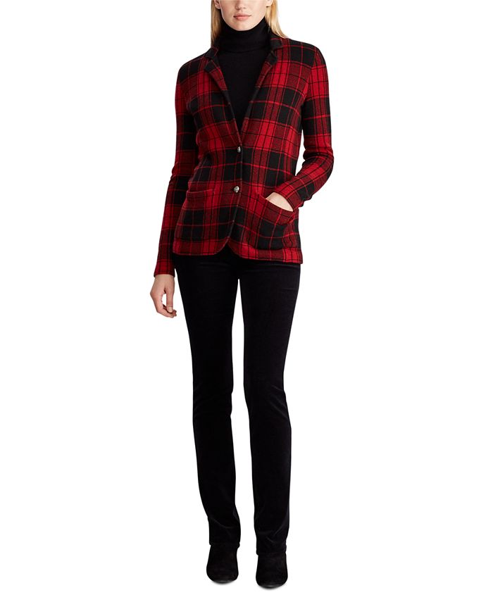 lauren ralph lauren tartan skinny crop pants