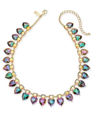image of Inc Gold-Tone Crystal Heart Collar Necklace, 17