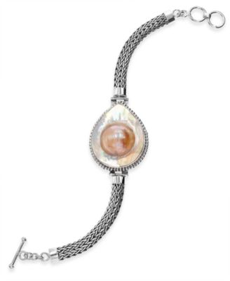 Macy's - Cultured Blister Pearl (31 x 24mm) Bracelet in Sterling Silver