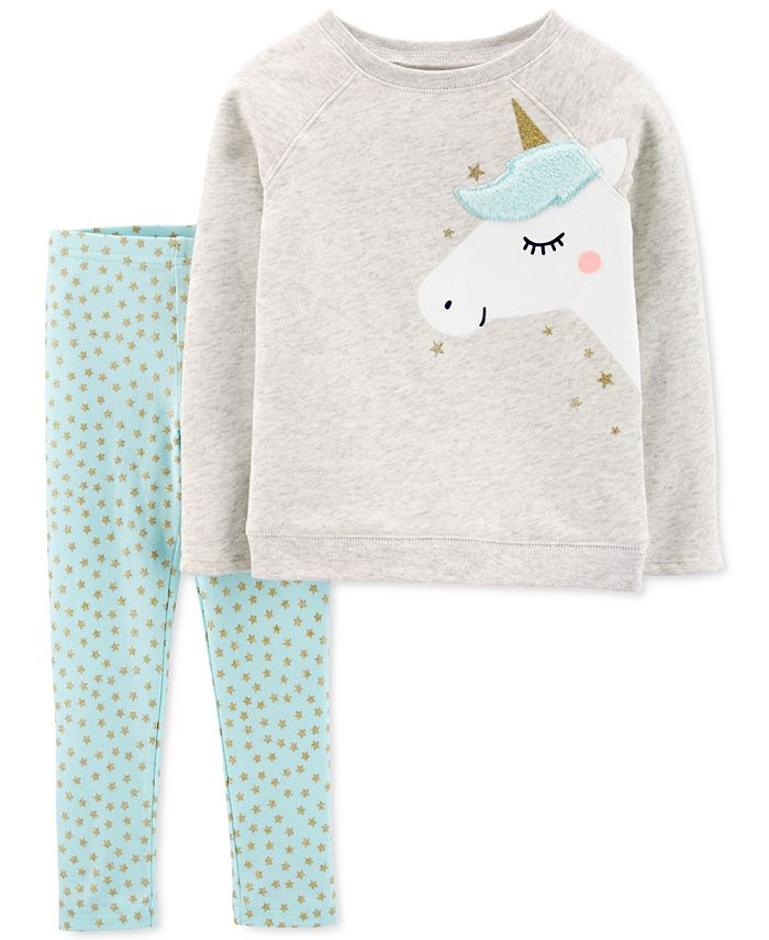Carter s Toddler Girls 2 Pc. Fleece Unicorn Top Star Print