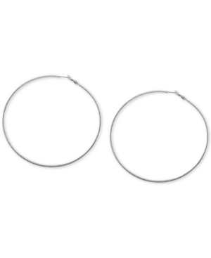 Essentials Extra-Large Skinny Hoop Fine Silver Plate Earrings 4