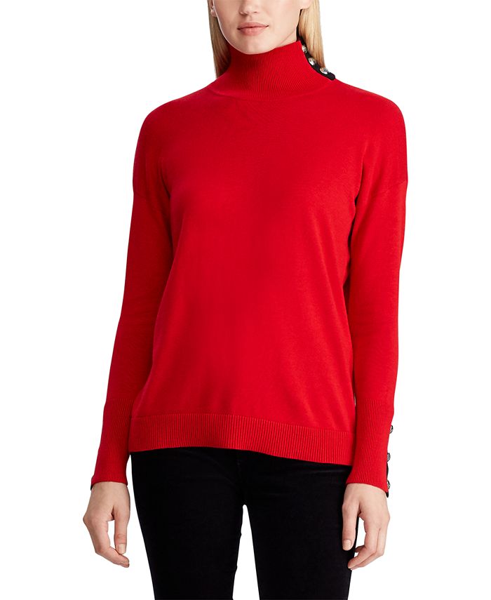 Lauren Ralph Lauren Contrast-Tab Turtleneck Sweater - Macy's