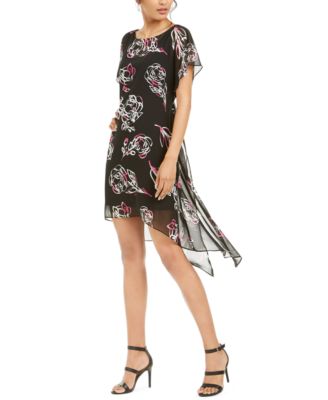 black floral overlay dress