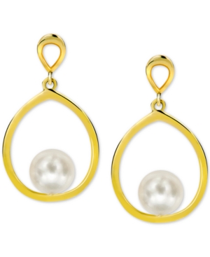 image of Cultured Freshwater Pearl (7mm) Drop Earrings in 14k Gold