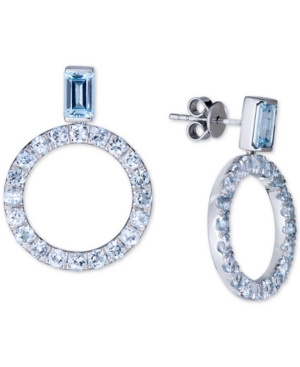 image of Blue Topaz Drop Hoop Earrings (4-3/8 ct. t.w.) in Sterling Silver (Also available in Amethyst)