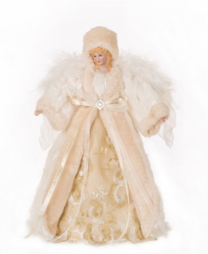 Glitzhome 12" H Angel Tree Top In Beige