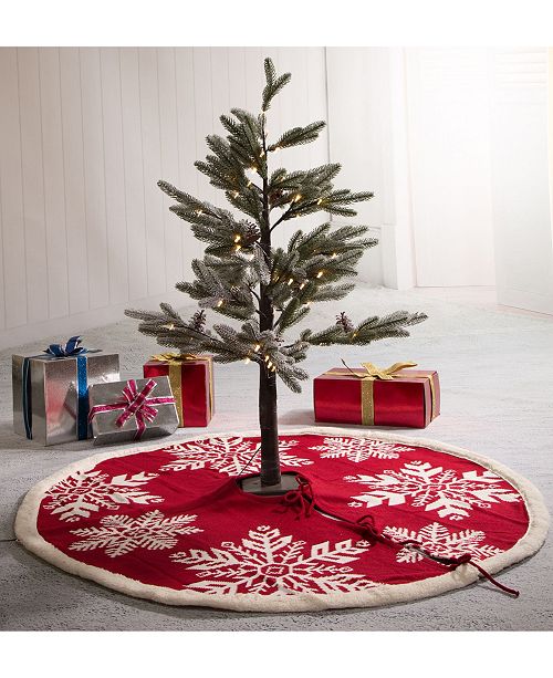 Glitzhome 48 D Knitted Snowflake Acrylic Christmas Tree Skirt