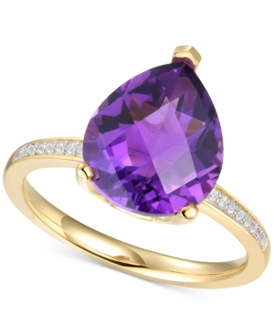 image of Amethyst (2-1/2 ct. t.w.) & Diamond (1/20 ct. t.w.) Ring in 14k Gold-Plated Sterling Silver