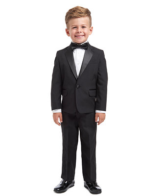 6pc Baby Toddler Boy Teen Formal Black Suit Set or 1pc Satin Bow Tie Only Sm-20