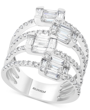 image of Effy Hematian Diamond Multi-Row Baguette Statement Ring (1-5/8 ct. t.w.) in 18k White Gold