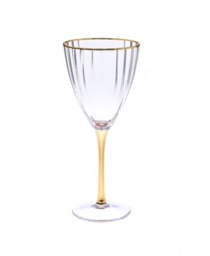 Shop Classic Touch Set Of 6 Straight Line Textured Water Glasses With Vivid Gold Tone Stem And Rim In Clear