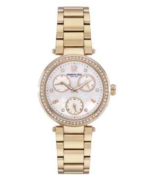image of Kenneth Cole New York Women-s Gold-Tone Stainless Steel Bracelet Watch, 35mm