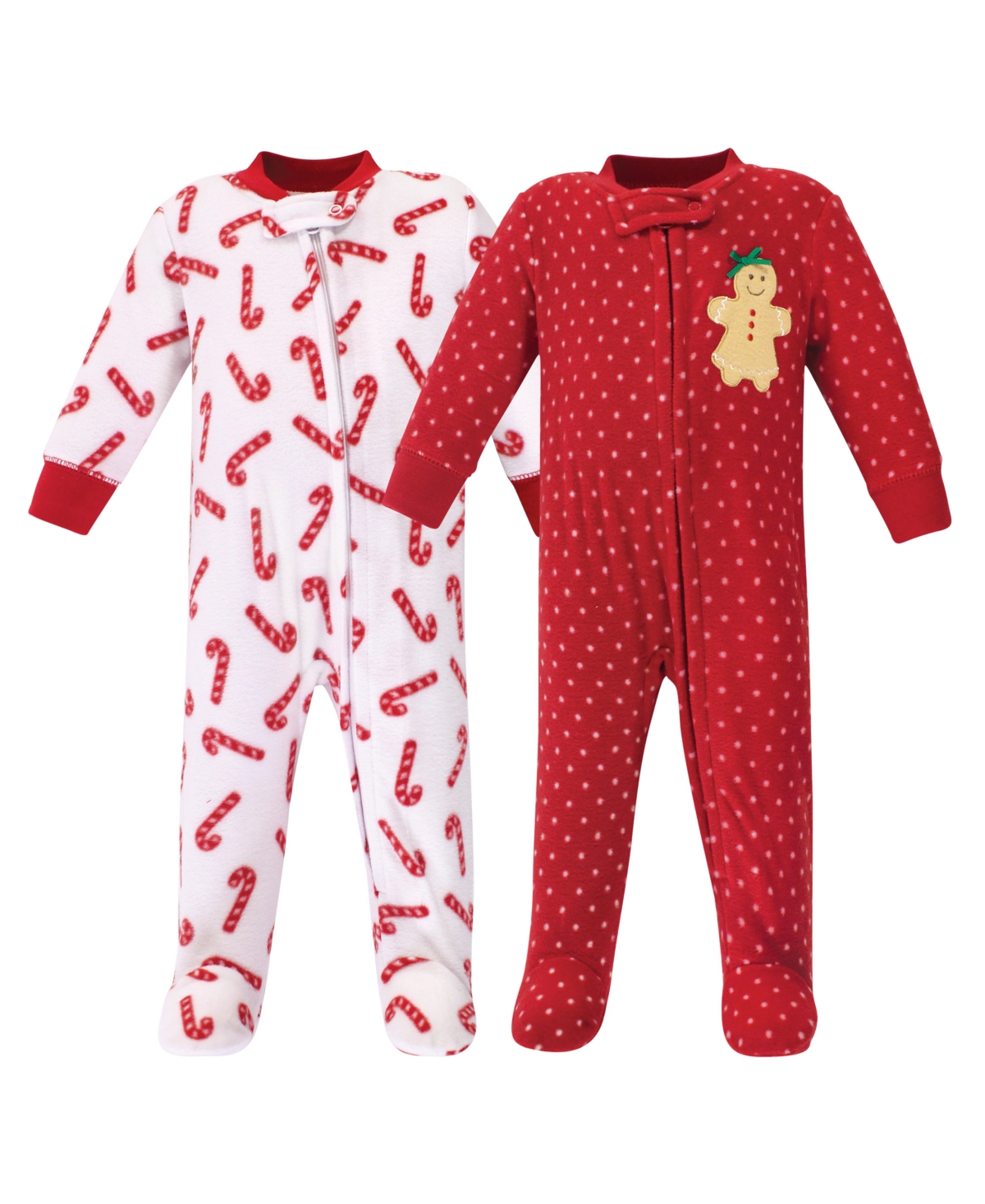Hudson Baby Baby Girls Fleece Zipper Sleep and Play 2pk, Sparkle Trees