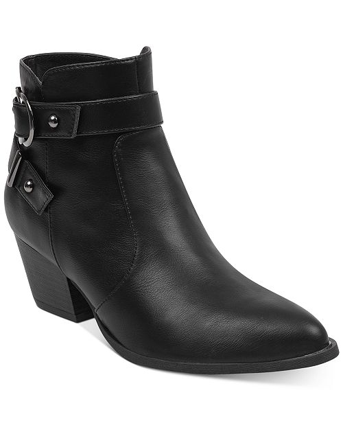 gbg los angeles women's harlin round toe stacked heel boot