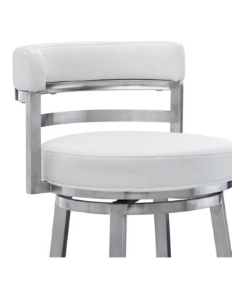 Madrid 30" Bar Height Swivel Gray Artificial leather and Brushed Stainless Steel Bar Stool