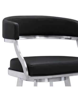 Saturn 26" Counter Height Swivel Gray Artificial leather and Brushed Stainless Steel Bar Stool