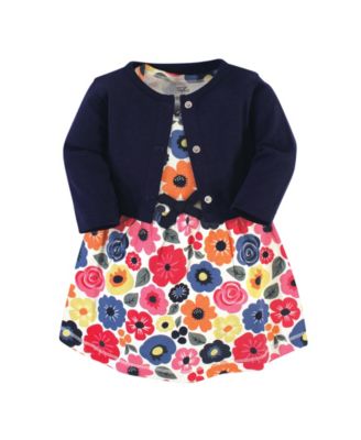 Baby Girls Comfy Natural Cotton Dress & Cardigan Set