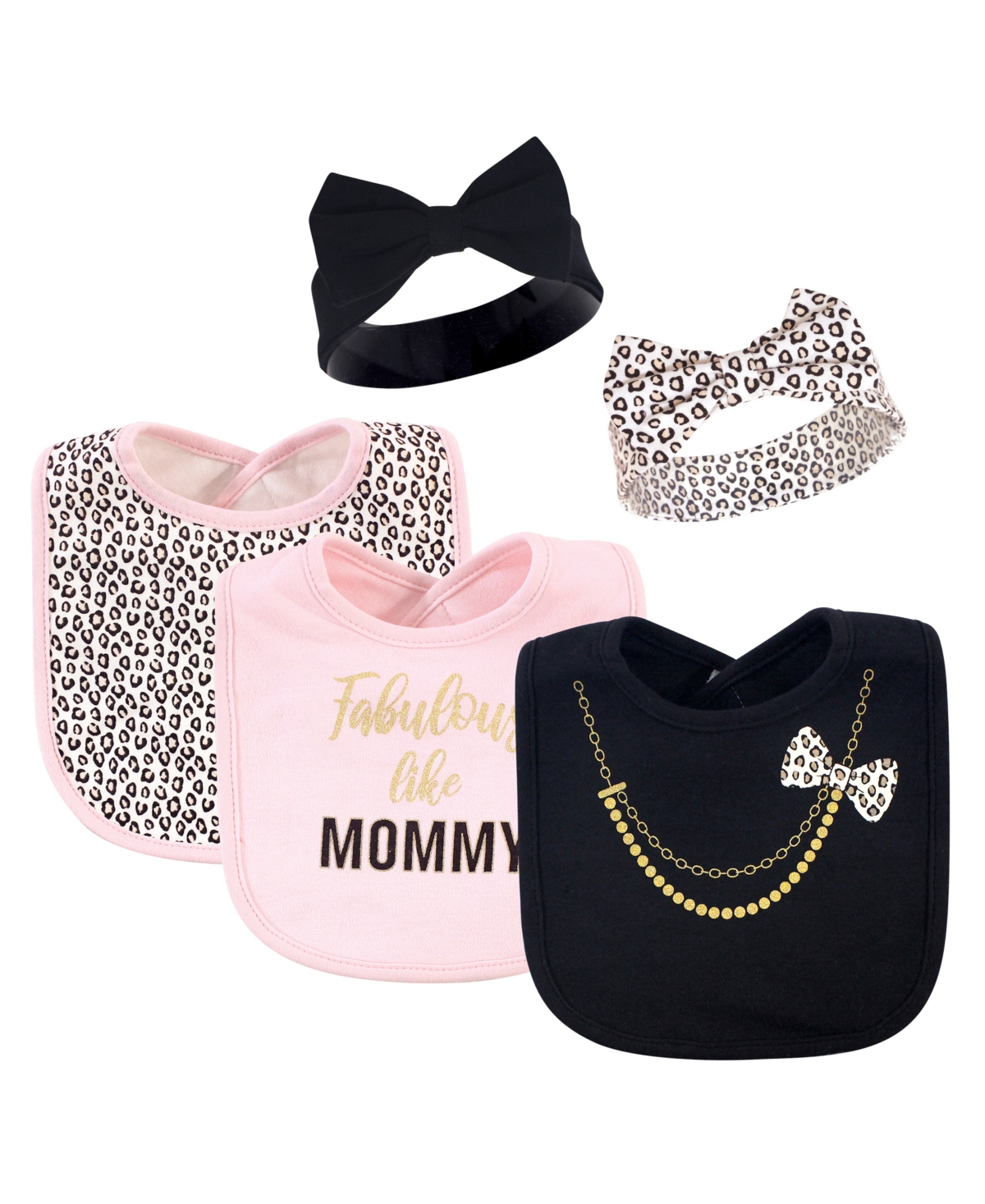 Little Treasure Baby Girl Cotton Bib and Headband Set 5pk