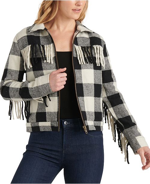 Lucky Brand Buffalo Plaid Fringe Jacket Reviews Coats Women Macy S