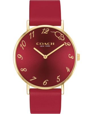 COACH - Women's Perry Red Leather Strap Watch 36mm