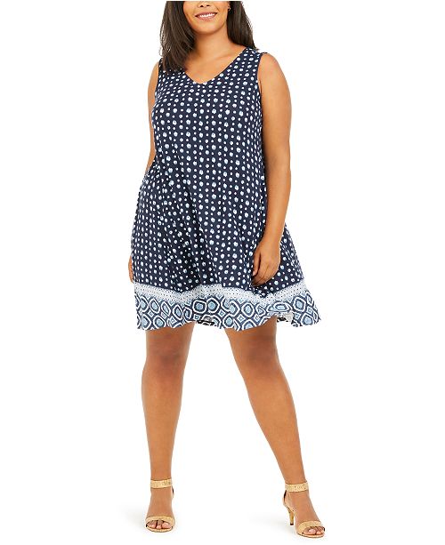 Style Co Plus Size Printed Cross Back Swing Dress Created For