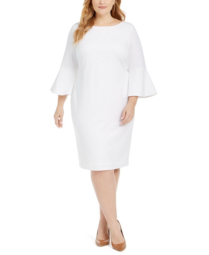 Calvin Klein Plus Size Bell-Sleeve Sheath Dress - Macy's
