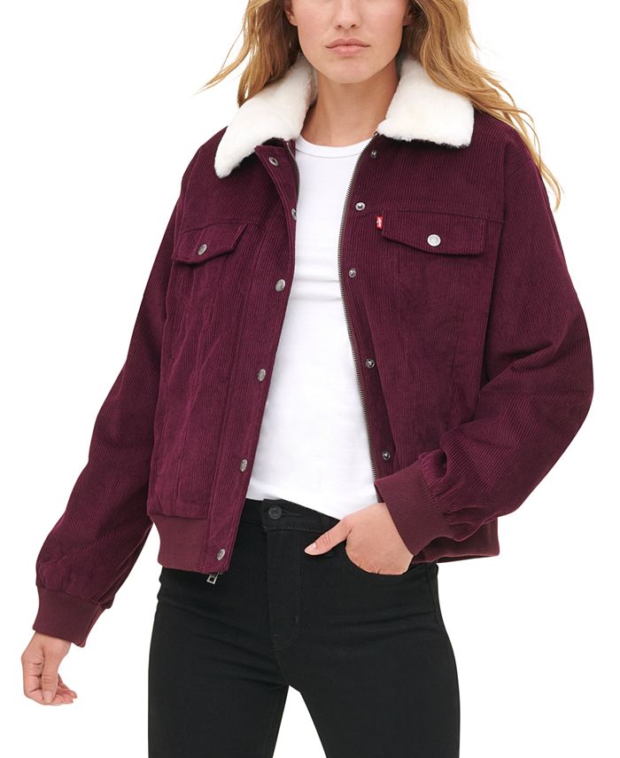 Levi's Women'sFaux Fur Collar Corduroy Trucker Bomber Jacket & Reviews -  Women - Macy's