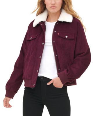 Corduroy trucker jacket with faux store shearling collar