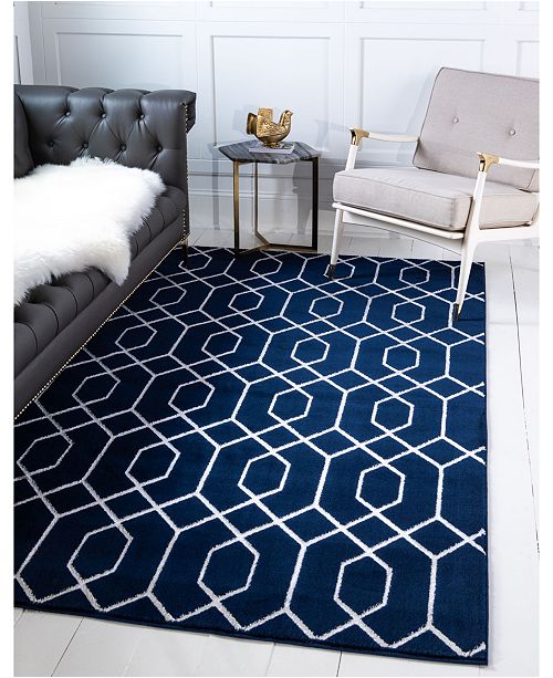 Glam Mmg001 Navy Blue Silver 8 X 10 Area Rug