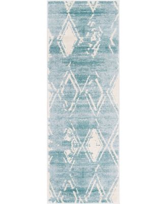Carnegie Hill Uptown Jzu006 Turquoise 2'2" x 6' Runner Rug