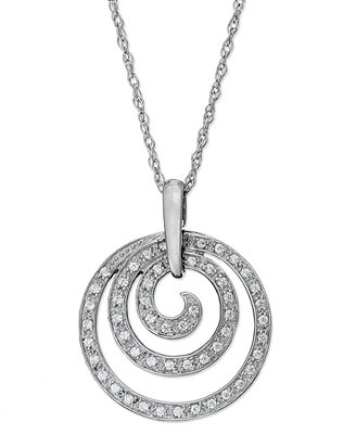Diamond Swirl Pendant Necklace in Sterling Silver (1/6 ct. t.w ...