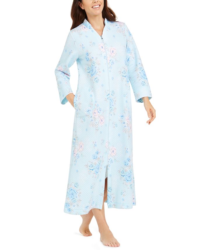 Miss Elaine FloralPrint Quilted Zipper Robe Macy's