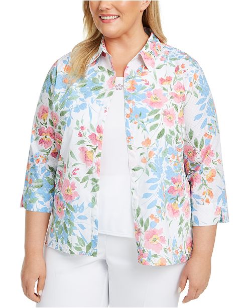 Alfred Dunner Plus Size Garden Party Layered Top Reviews Tops