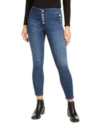 Marley Exposed-Button Skinny Jeans