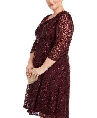 Plus Size Sequined Lace Dress
