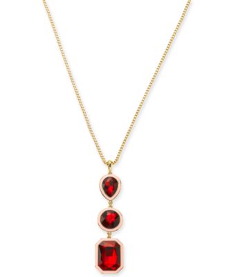 Alfani - Gold-Tone Triple Crystal Pendant Necklace, 34" + 2" extender