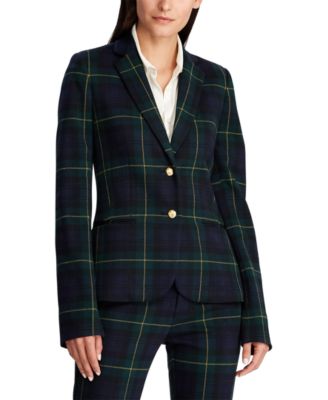 lauren ralph lauren tartan crest twill plaid blazer