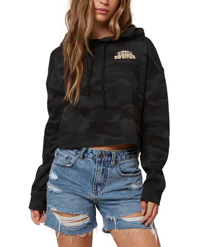 Camo print crop hoodie hotsell