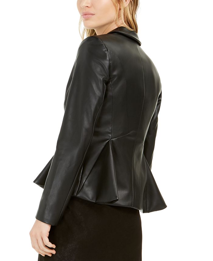 Bar III Faux-Leather Peplum Jacket, Created for Macy's & Reviews ...