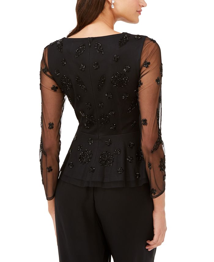 Adrianna Papell Embellished Illusion Top - Macy's