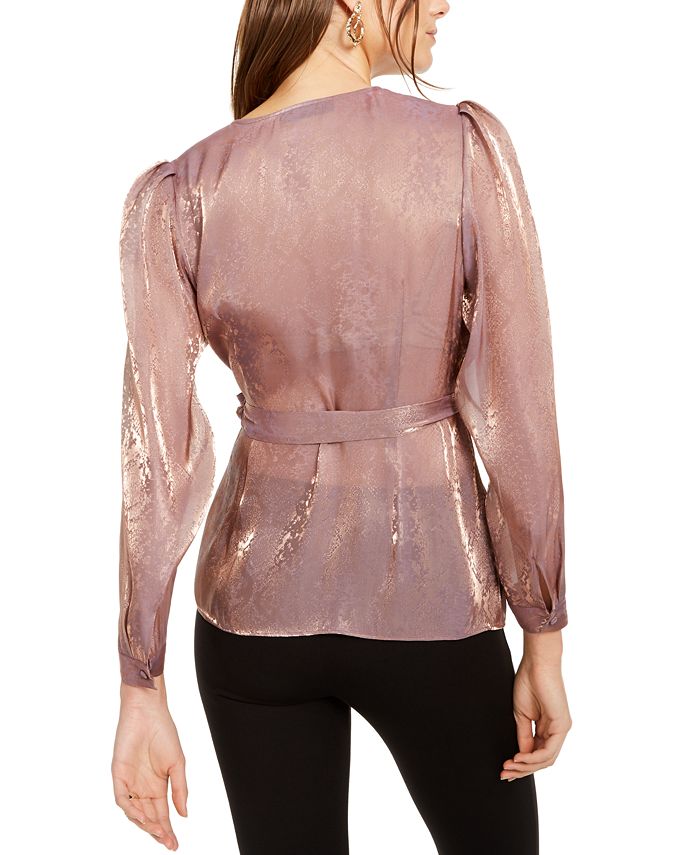 INC International Concepts Women's Snake Print Sequined Top Pink Size Petite Medium