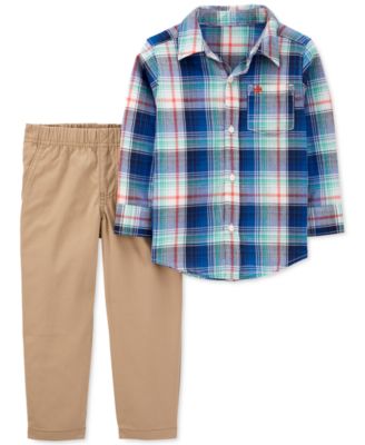 Carter's - Baby Boys 2-Pc. Cotton Plaid Shirt & Pants Set