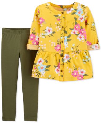 Carter's - Baby Girls 2-Pc. Floral-Print Top & Leggings Set